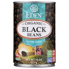 Eden Foods, Bean Can Black No Salt Organic, 12x15Oz