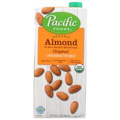 Pacific Foods, Bev Almond Unsweetened Original Organic Gluten Free, 12x32Oz
