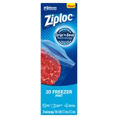 Ziploc, Pint Freezer Seal Top Bags, 12x20Ct