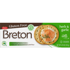 Breton/Dare Cracker, Herb & Garlic Gluten Free, 6x4.76Oz