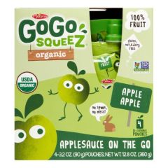 Gogo Squeez, Applesauce Fruit On The Go Apple Apple, 12x12.8Oz