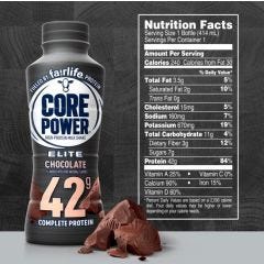 Core Power Protein Chocolate Elite 42G Bottles, 14 fl oz, 12 Pack