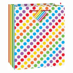 Unique, Gift Bag Medium Rainbow Dots, 12x1Ct