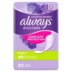 Always Discreet Incontinence Pads Women Small, 6x20ct