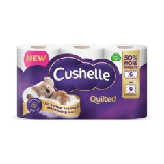 Cushelle Quilted Toilet Rolls 6 Mega Rolls 50% Longer Lasting, 4x6ct