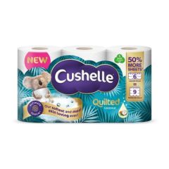 Cushelle Quilted Coconut Toilet Roll 6 Mega Rolls 50% Longer Lasting, 4x6ct