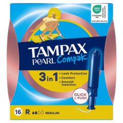 Tampax Pearl Compak Regular Tampons With Applicator, 4x16ct