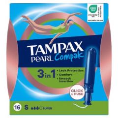 Tampax Pearl Compak Super Tampons With Applicator, 4x16ct