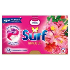 Surf 3 In 1 Laundry Washing Detergent Capsules Tropical Lily 15 Washes, 4x15ct