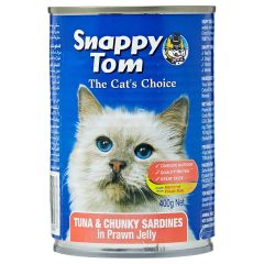 Snappy Tom, Tuna & Chunky Sardines in Prawn Jelly, 24x400g