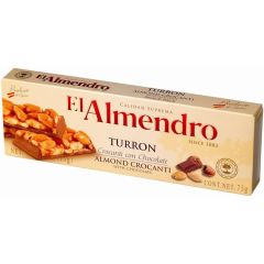El Almendro, Turron Almond Crocanti with Chocolate, 16x75g