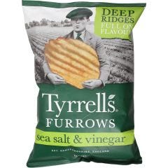 Tyrrells, Furrows Salt & Vinegar Crisps, 8x150g