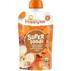 Happy Family, Super Foods Apples Sweet Potatoes Carrots & Cinnamon + Super Chia, 2x8x120g