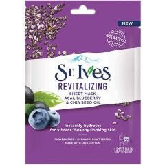 St.Ives, Revitalizing Acai ,Blueberry & Chia Seed Oil Sheet Mask, 1x80ct