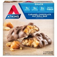 Atkins, Caramel Chocolate Nut Roll Bar, 6x5x44g