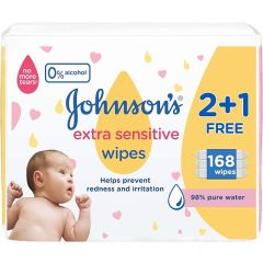 Johnson's Baby Extra Sensitive Wipes 2+1 56'S 3/2+1/, 3x3x56ct