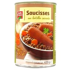 Cooked Lentils & Sausages Belle France 12X420 Gr